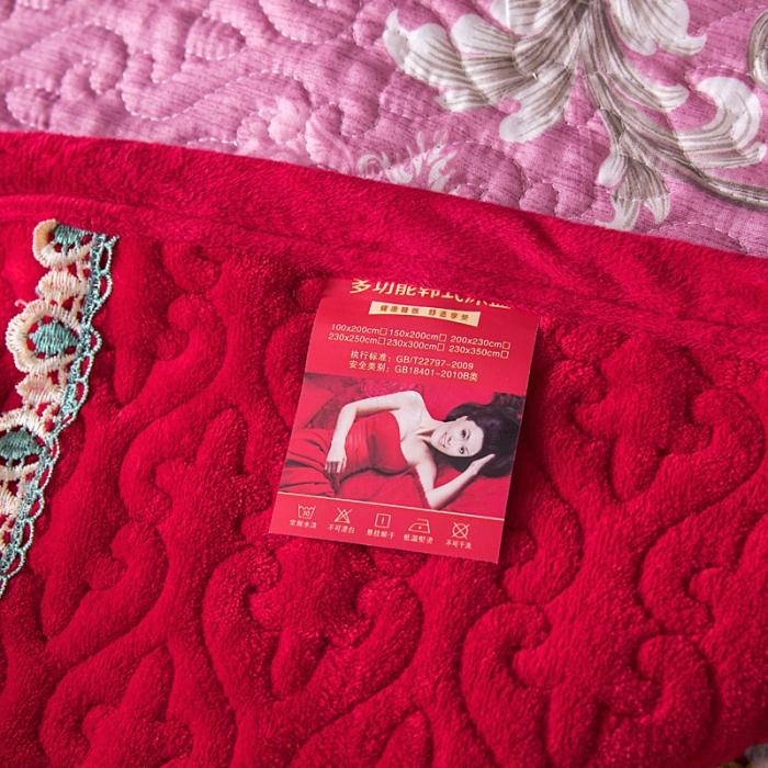91家纺网 家纺一手货源 找家纺 冬然 2022新款牛奶绒榻榻米床盖炕盖 一生有你大红