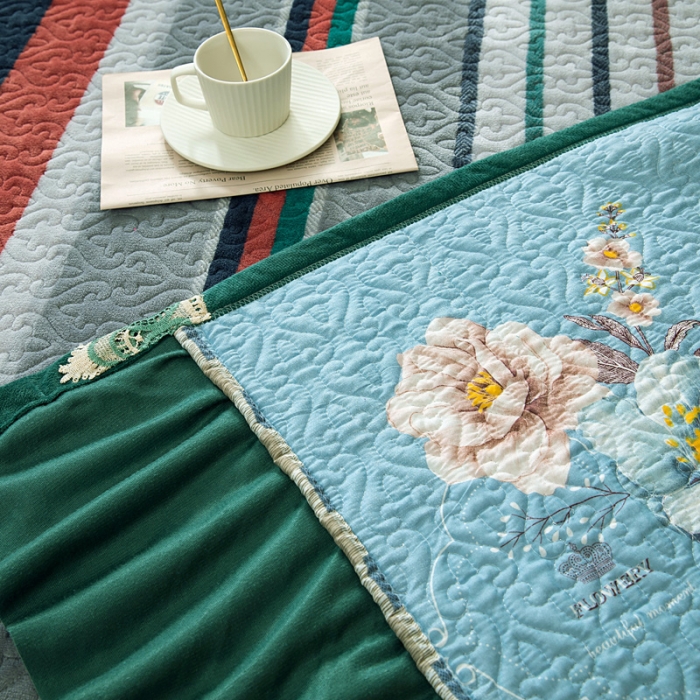 91家纺网 家纺一手货源 找家纺 冬然 2022新款牛奶绒床盖榻榻米床盖炕盖格格情深