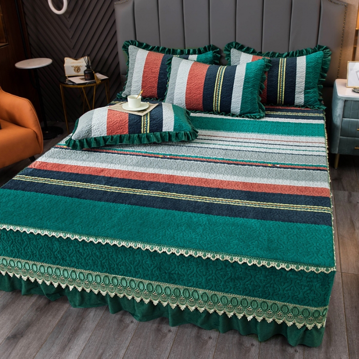 91家纺网 家纺一手货源 找家纺 冬然 2022新款牛奶绒床盖榻榻米床盖炕盖格格情深