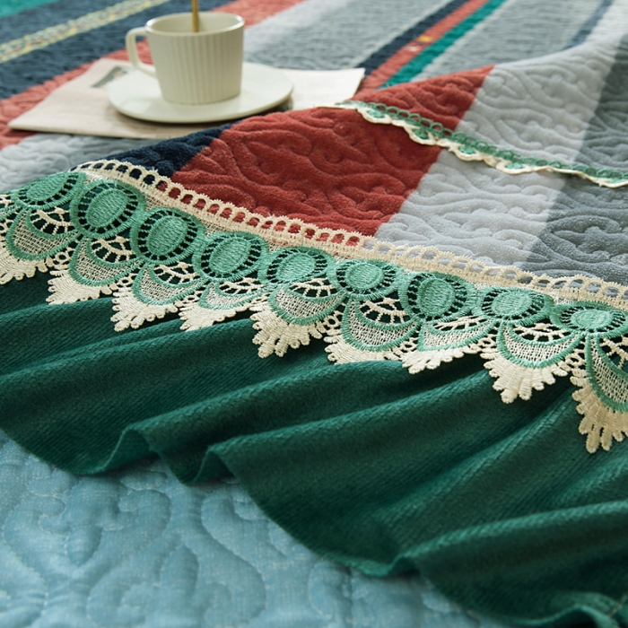 91家纺网 家纺一手货源 找家纺 冬然 2022新款牛奶绒床盖榻榻米床盖炕盖格格情深