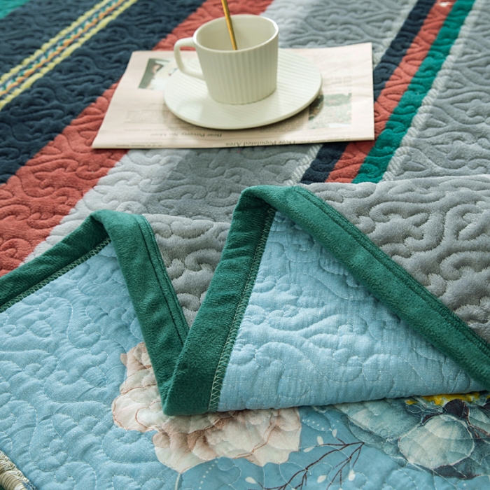 91家纺网 家纺一手货源 找家纺 冬然 2022新款牛奶绒床盖榻榻米床盖炕盖格格情深