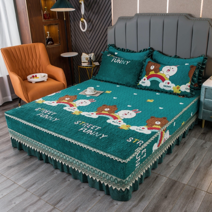 91家纺网 家纺一手货源 找家纺 冬然 2022新款牛奶绒床盖榻榻米床盖炕盖七彩童年