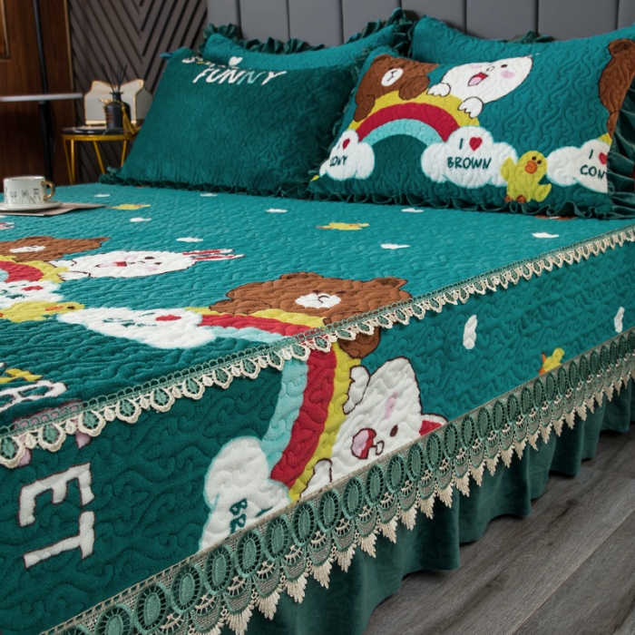 91家纺网 家纺一手货源 找家纺 冬然 2022新款牛奶绒床盖榻榻米床盖炕盖七彩童年