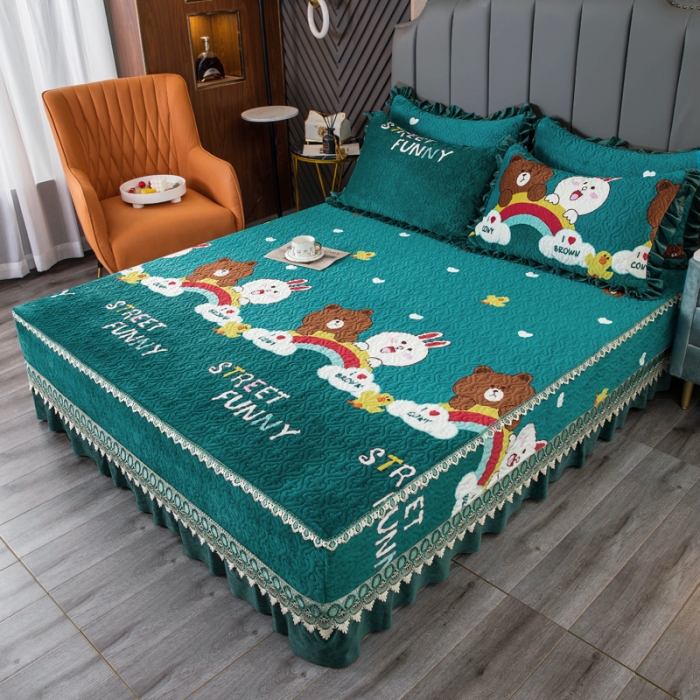 91家纺网 家纺一手货源 找家纺 冬然 2022新款牛奶绒床盖榻榻米床盖炕盖七彩童年