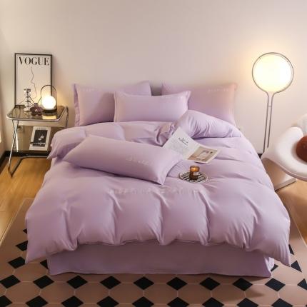 91家纺网 家纺一手货源 找家纺 总啊雅家居2025新款纯色水洗磨毛亲肤绣花床单款床笠款四套件