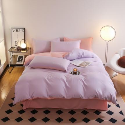 91家纺网 家纺一手货源 找家纺 总啊雅家居2025新款纯色水洗磨毛亲肤绣花床单款床笠款四套件