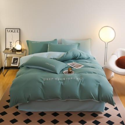 91家纺网 家纺一手货源 找家纺 总啊雅家居2025新款纯色水洗磨毛亲肤绣花床单款床笠款四套件