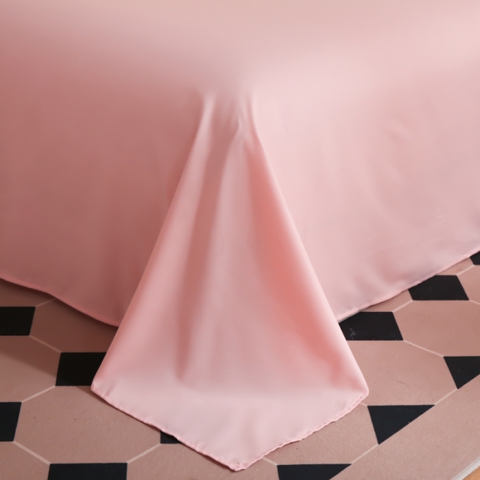 91家纺网 家纺一手货源 找家纺 啊雅家居2025纯色水洗磨毛亲肤绣花床单款床笠款四套件 奶粉