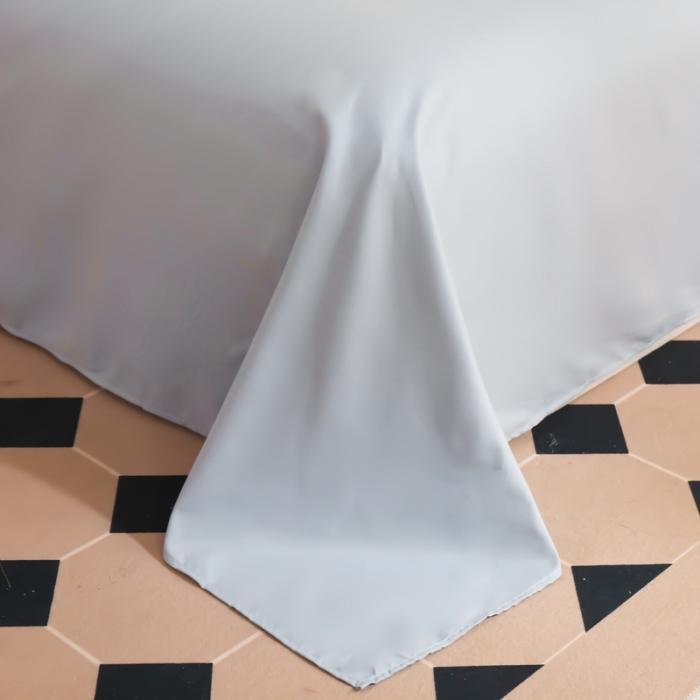 91家纺网 家纺一手货源 找家纺 啊雅家居纯色水洗磨毛亲肤绣花床单款床笠款四套件 奶兰灰