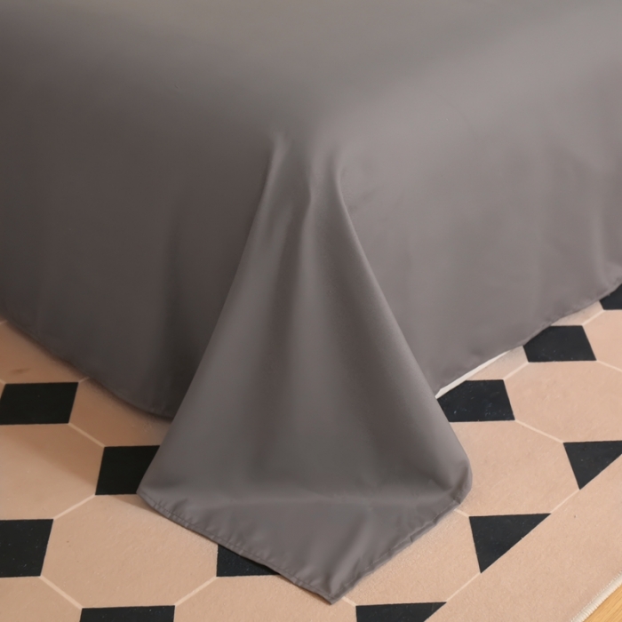 91家纺网 家纺一手货源 找家纺 啊雅家居 新款纯色水洗磨毛亲肤绣花床单款床笠款四套件 奶浅灰加奶深灰