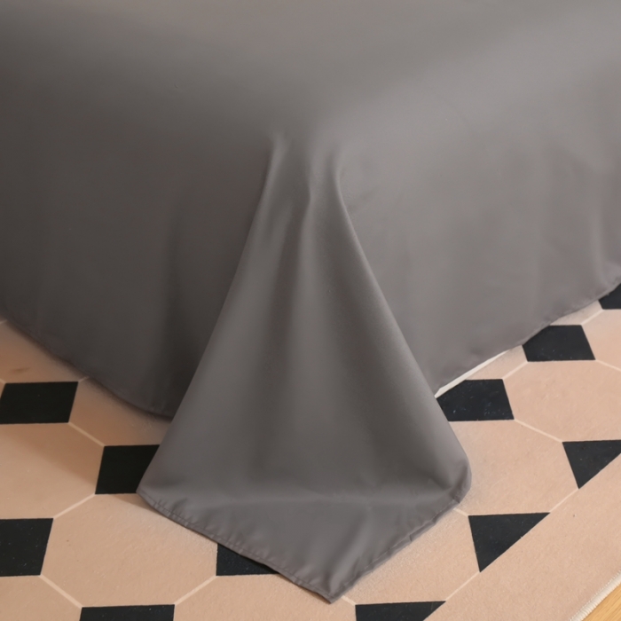 91家纺网 家纺一手货源 找家纺 啊雅家居2025新款纯色水洗磨毛亲肤绣花床单款床笠款四套件 奶深灰