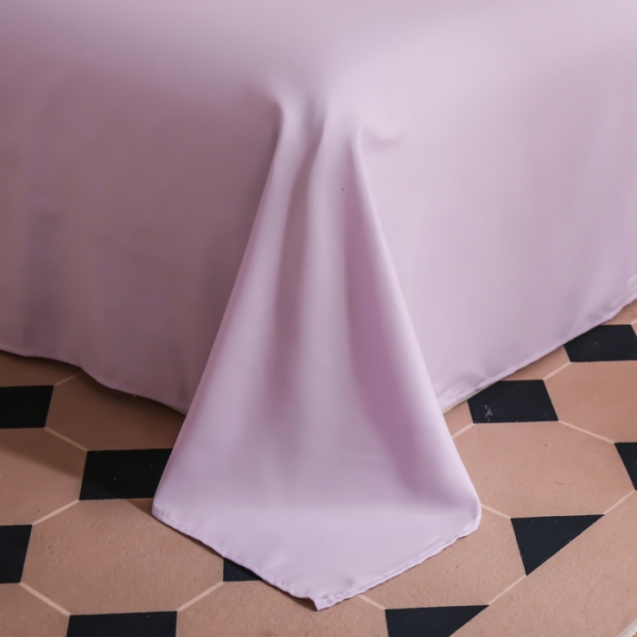 91家纺网 家纺一手货源 找家纺 啊雅家居2025新款纯色水洗磨毛亲肤绣花床单款床笠款四套件 奶紫