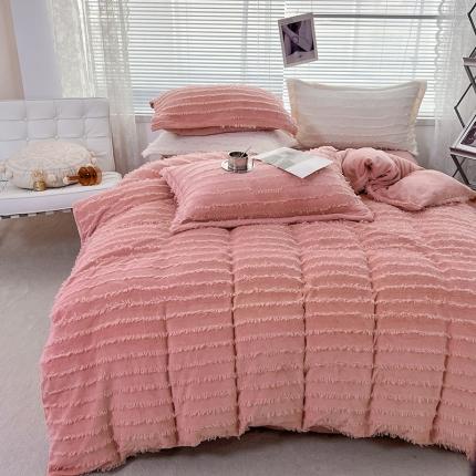 91家纺网 家纺一手货源 找家纺 （总）仟网汇新款直播供货加厚纯色公主风简约款流苏牛奶绒四件套