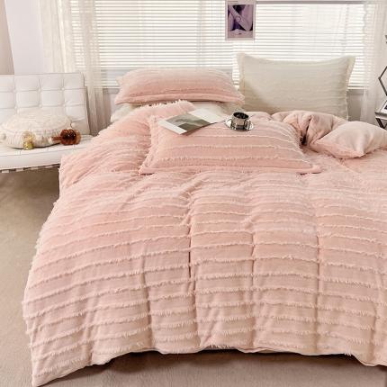 91家纺网 家纺一手货源 找家纺 （总）仟网汇新款直播供货加厚纯色公主风简约款流苏牛奶绒四件套