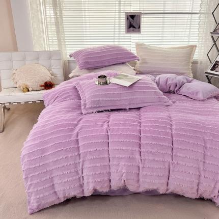 91家纺网 家纺一手货源 找家纺 （总）仟网汇新款直播供货加厚纯色公主风简约款流苏牛奶绒四件套