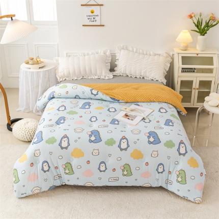 91家纺网 家纺一手货源 找家纺 亚龙工厂店2023新款A类针织棉豆豆被 冬被 恐龙游记