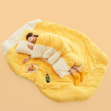 91家纺网 家纺一手货源 找家纺 莱宁 2022新款奶舒绒奶茶啵啵冬被春秋被加厚保暖学生绒冬被 凤梨啵啵