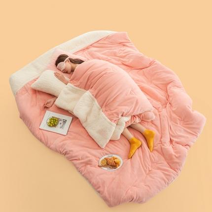 91家纺网 家纺一手货源 找家纺 莱宁 2022新款奶舒绒奶茶啵啵冬被春秋被加厚保暖学生绒冬被 蜜桃啵啵