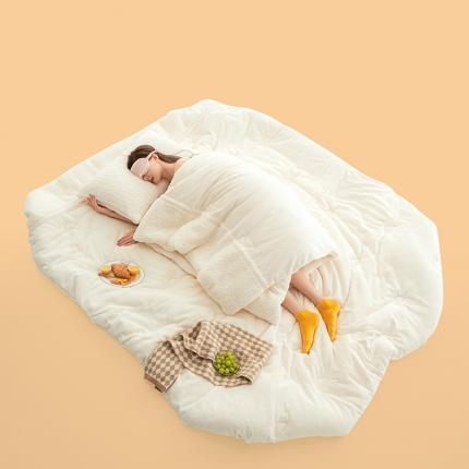 91家纺网 家纺一手货源 找家纺 莱宁 2022新款奶舒绒奶茶啵啵冬被春秋被加厚保暖学生绒冬被 椰奶啵啵