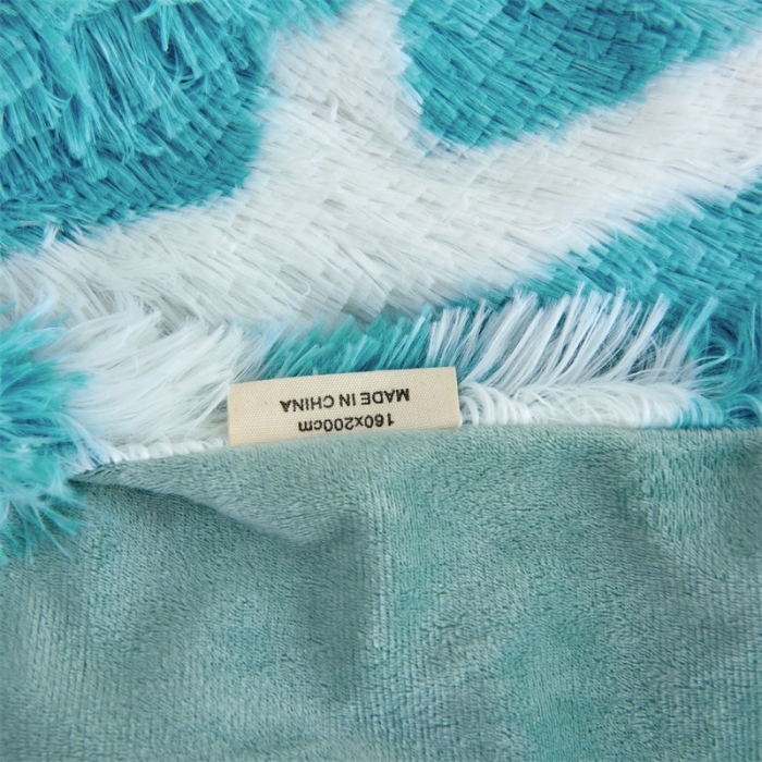 91家纺网 家纺一手货源 找家纺 品尚嘉水貂绒毛毯长毛绒法莱绒双层跨境外贸毯子-扎染系蓝色格子