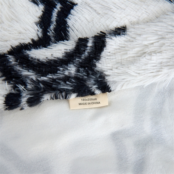 91家纺网 家纺一手货源 找家纺 品尚嘉2025水貂绒毛毯长毛绒法莱绒双层跨境外贸毯子黑白格子