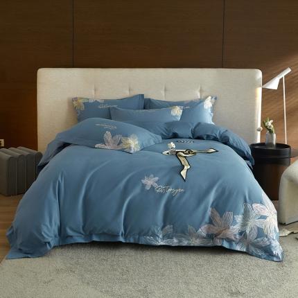 91家纺网 家纺一手货源 找家纺 （总）帅露 新款全棉磨毛刺绣花田喜事四件套系列