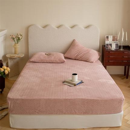 FORTWO 2022新款230克牛奶绒肌理纹单品床笠豆沙粉