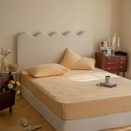 FORTWO 2022新款230克牛奶绒肌理纹单品床笠 鹅黄