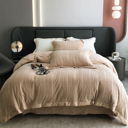 91家纺网 家纺一手货源 找家纺 （总）瑞雪 2025新款牛奶绒雕花四件套-唯美