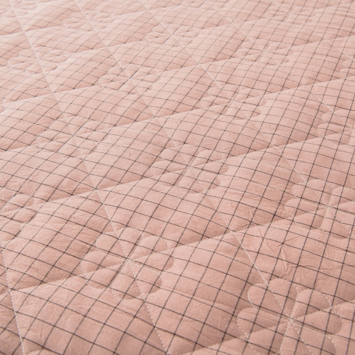 91家纺网 家纺一手货源 找家纺 席世家 2022新款色织全棉加棉床笠 粉小格