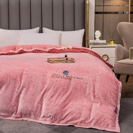 顺织 22新款纯色刺绣牛奶绒多功能单被套双层毛毯毯子星缘粉色