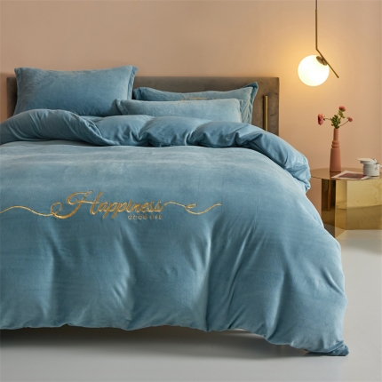 91家纺网 家纺一手货源 找家纺 （总）美澳 2025新款高克重刺绣牛奶绒四件套提供买家秀