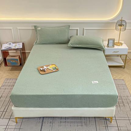 91家纺网 家纺一手货源 找家纺 艾可可 2024新款德绒100支A类纯色床笠三件套 果绿色