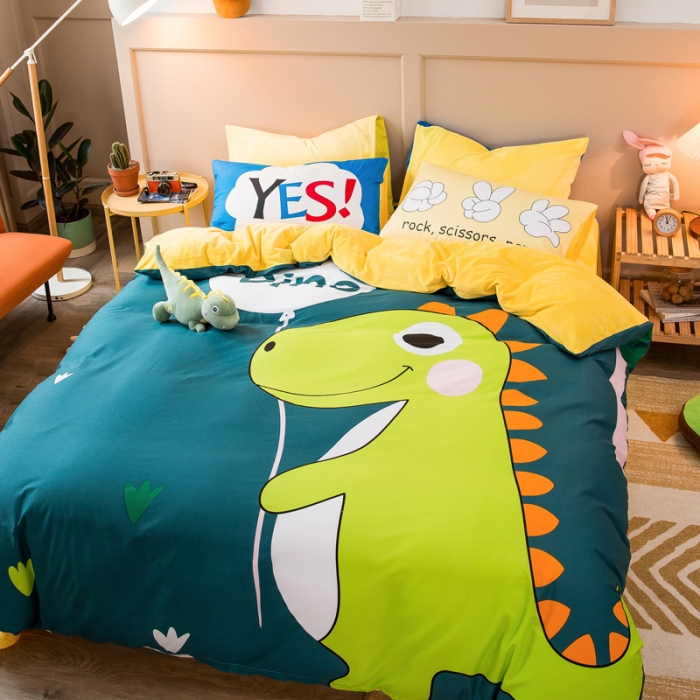 91家纺网 家纺一手货源 找家纺 涵宸2022新款A棉大B绒系列四件套 绒-滑齿龙