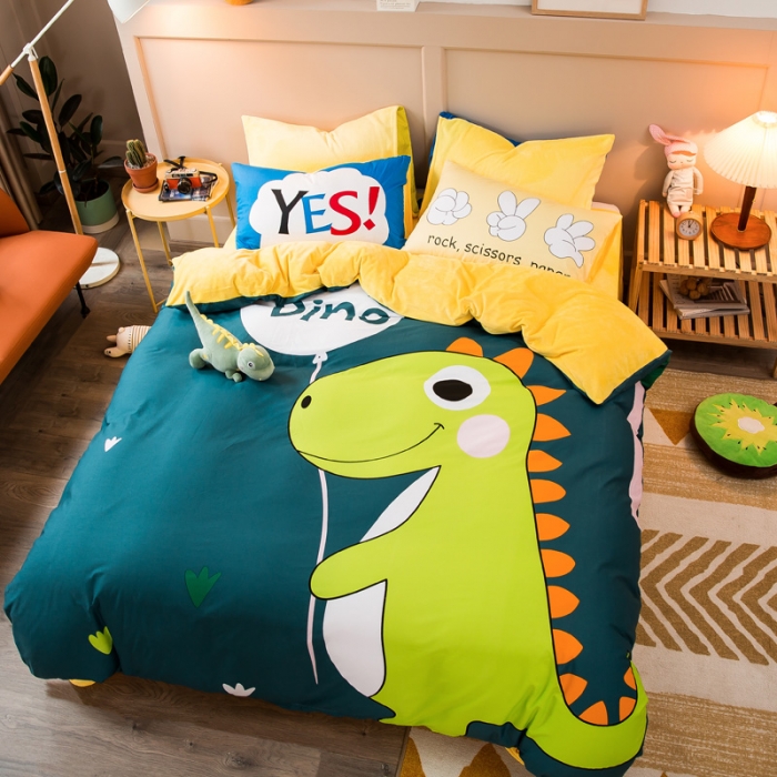 91家纺网 家纺一手货源 找家纺 涵宸2022新款A棉大B绒系列四件套 绒-滑齿龙