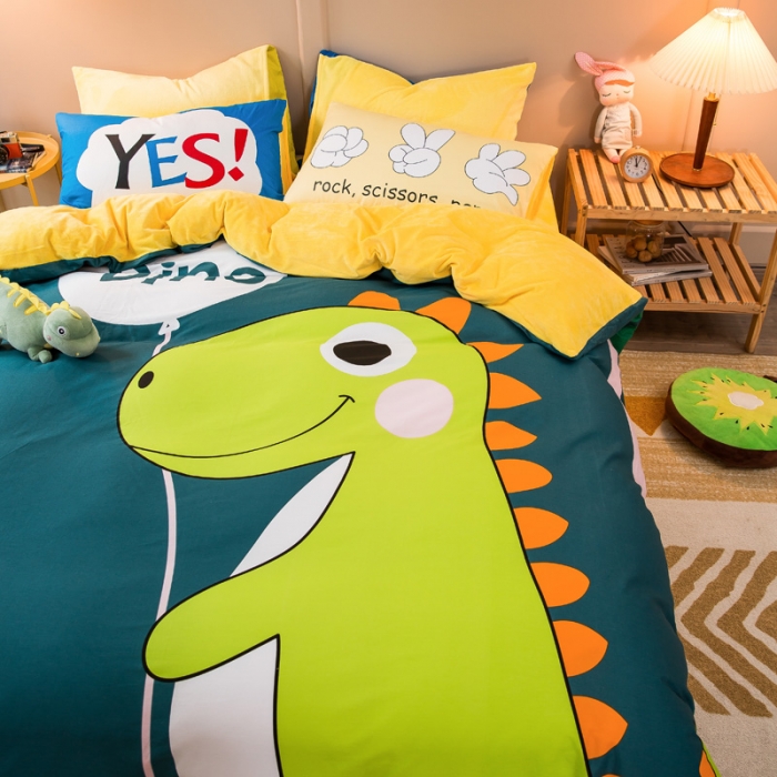 91家纺网 家纺一手货源 找家纺 涵宸2022新款A棉大B绒系列四件套 绒-滑齿龙