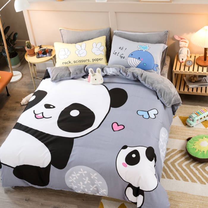 91家纺网 家纺一手货源 找家纺 涵宸2022新款A棉大B绒系列四件套 绒-欢乐玩伴