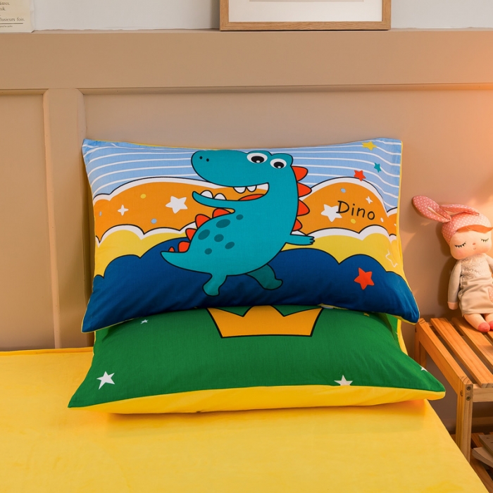 91家纺网 家纺一手货源 找家纺 涵宸2022新款A棉大B绒系列四件套 绒-恐龙假日