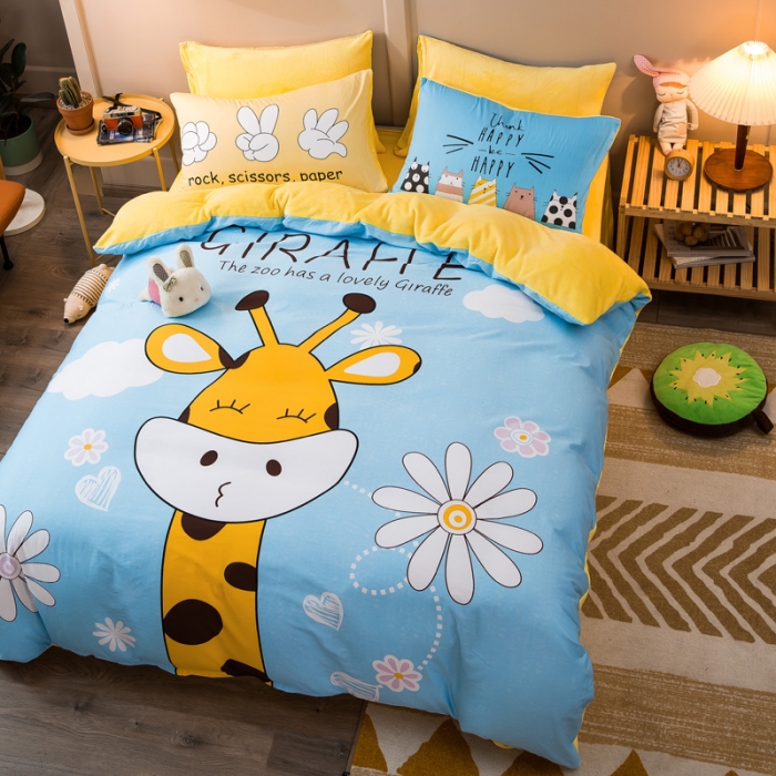 91家纺网 家纺一手货源 找家纺 涵宸2022新款A棉大B绒系列四件套 绒-萌鹿