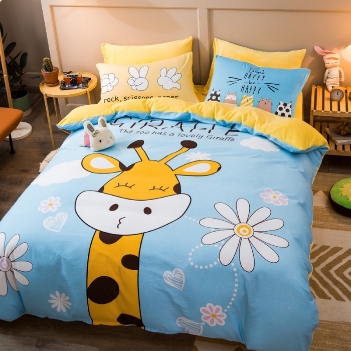 91家纺网 家纺一手货源 找家纺 涵宸2022新款A棉大B绒系列四件套 绒-萌鹿