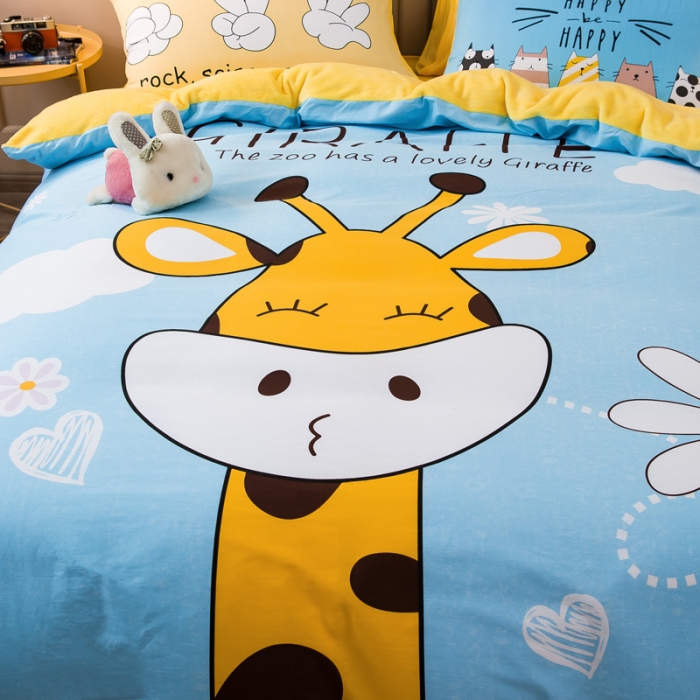 91家纺网 家纺一手货源 找家纺 涵宸2022新款A棉大B绒系列四件套 绒-萌鹿