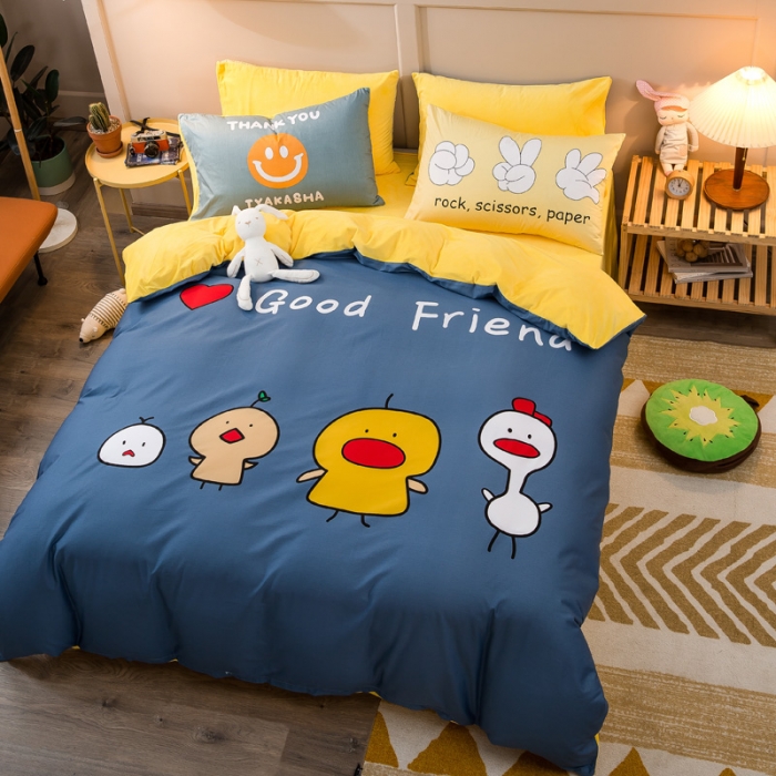 91家纺网 家纺一手货源 找家纺 涵宸2022新款A棉大B绒系列四件套 绒-你好鸭