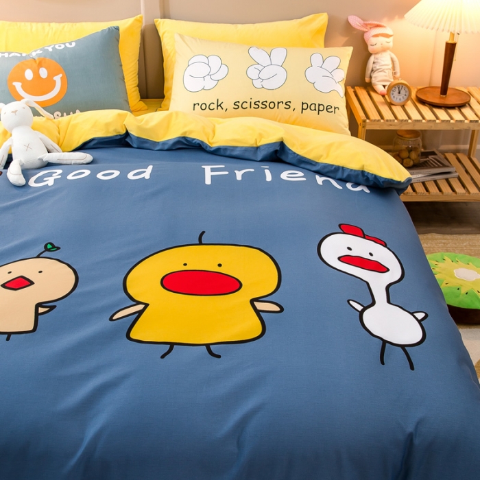 91家纺网 家纺一手货源 找家纺 涵宸2022新款A棉大B绒系列四件套 绒-你好鸭