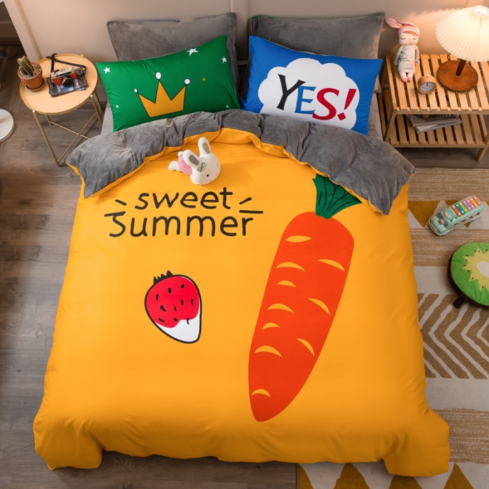 91家纺网 家纺一手货源 找家纺 涵宸2022新款A棉大B绒系列四件套 绒-甜美