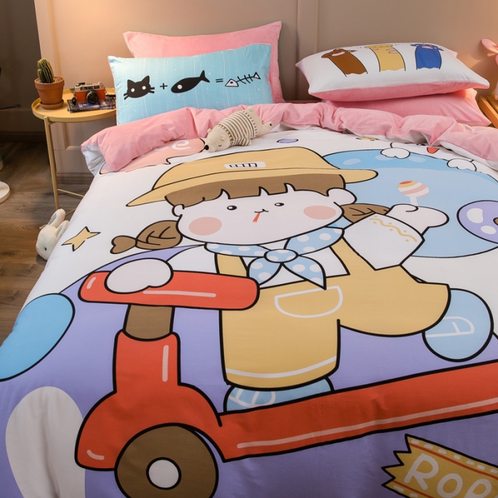 91家纺网 家纺一手货源 找家纺 涵宸2022新款A棉大B绒系列四件套 绒-童年乐趣