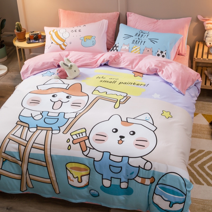 91家纺网 家纺一手货源 找家纺 涵宸2022新款A棉大B绒系列四件套 绒-油漆工