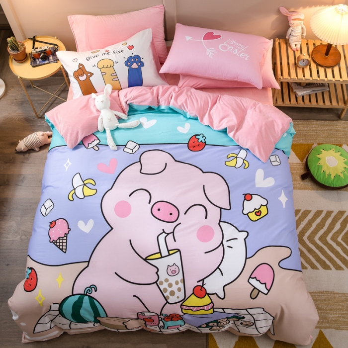 91家纺网 家纺一手货源 找家纺 涵宸2022新款A棉大B绒系列四件套 绒-猪盼盼