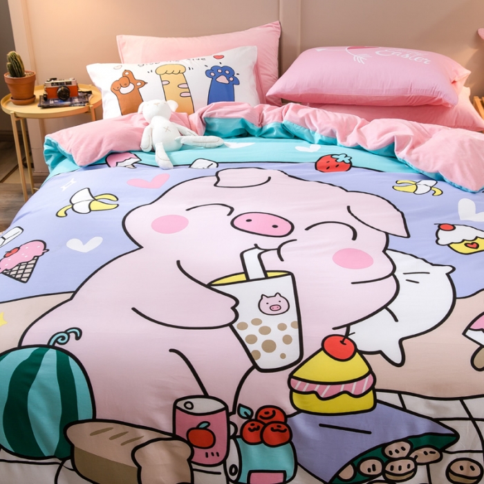 91家纺网 家纺一手货源 找家纺 涵宸2022新款A棉大B绒系列四件套 绒-猪盼盼