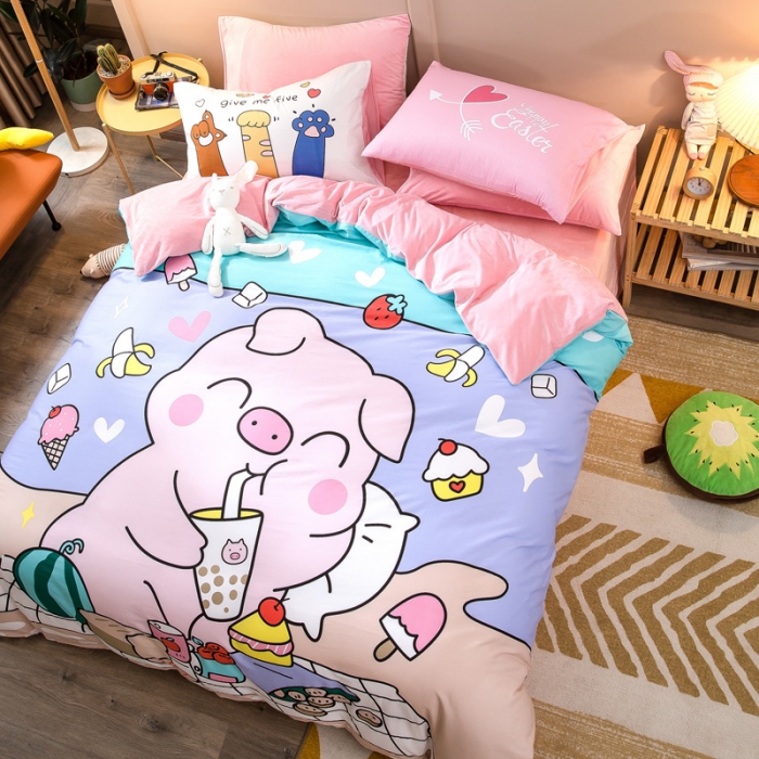 91家纺网 家纺一手货源 找家纺 涵宸2022新款A棉大B绒系列四件套 绒-猪盼盼