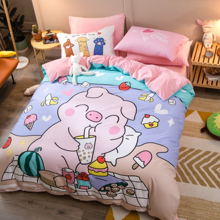 91家纺网 家纺一手货源 找家纺 涵宸2022新款A棉大B绒系列四件套 绒-猪盼盼